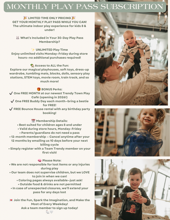 Monthly Play Pass Membership (Up to 2 Children)