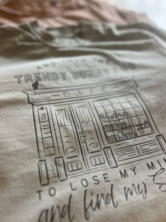"Into Trendy Bunny Café I Go" Premium Comfort Colors Shirt