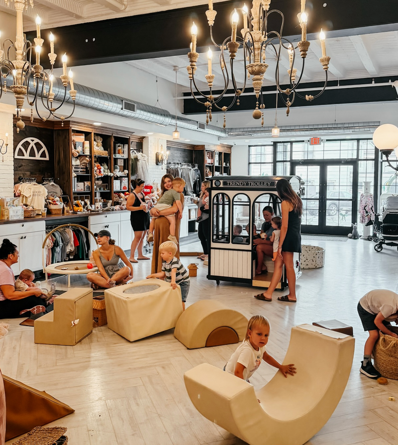 Bright indoor kids play area with toys and open space at The Trendy Bunny Studio