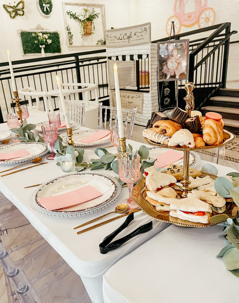 Dessert table display set up for a kids birthday party in Greensburg, PA at The Trendy Bunny Studio