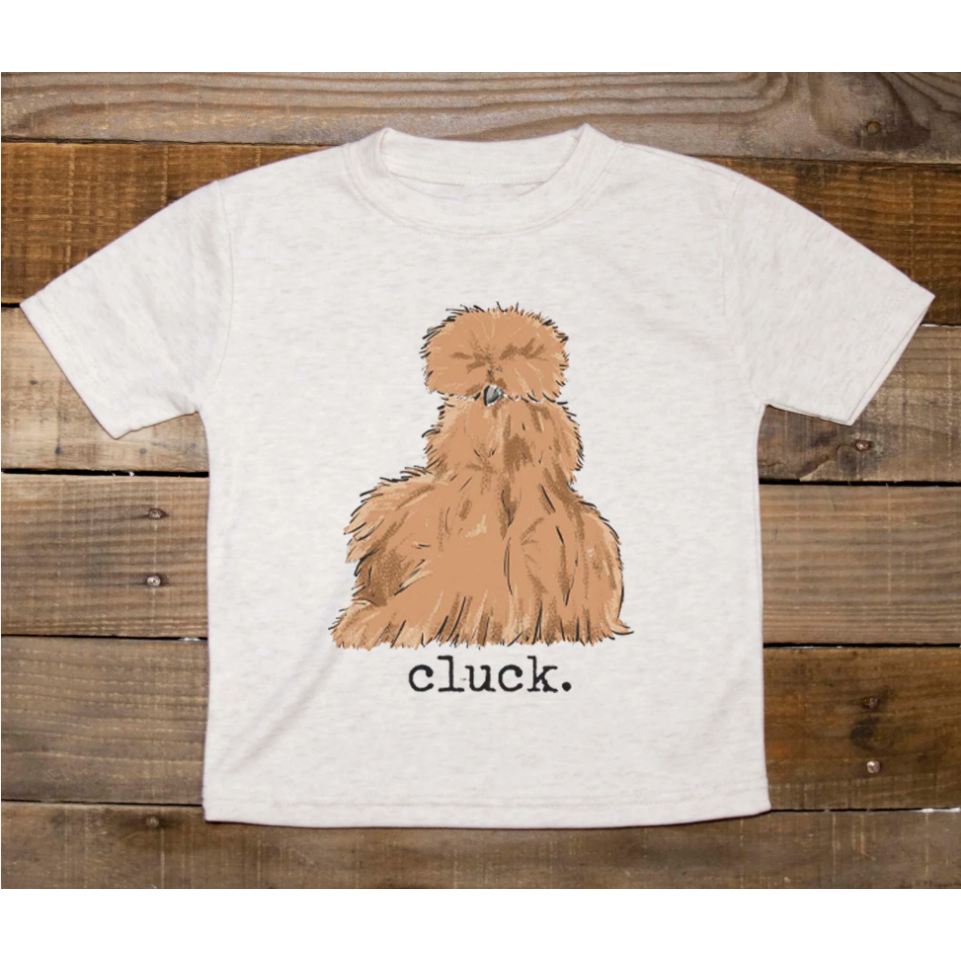 "Cluck." Silkie Chicken Tee