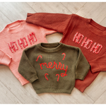 HO HO HO Knit Embroidered Sweater