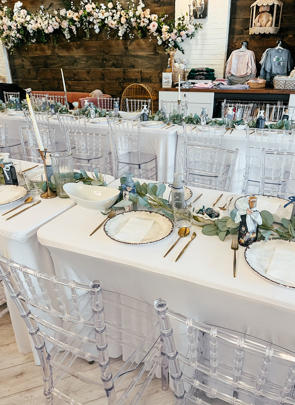 Bridal and baby shower table option at The Trendy Bunny Studio